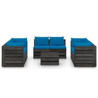 vidaXL 9-delige Loungeset met kussens grijs geïmpregneerd hout