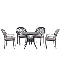 beliani Gartenmöbel Gartenset Schwarz Aluminium 1 Tisch 4 Stühle 4 Gartenkissen - Beige