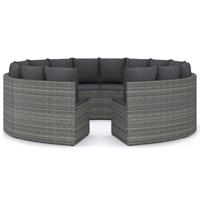 vidaXL 8-delige Loungeset met kussens poly rattan grijs