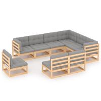 vidaXL 9-delige Loungeset met kussens massief grenenhout