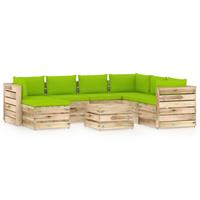 vidaXL 8-tlg. Garten-Lounge-Set mit Kissen Grün Imprägniertes Holz 