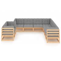 vidaXL 9-delige Loungeset met kussens massief grenenhout