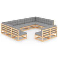 vidaXL 11-delige Loungeset met kussens massief grenenhout