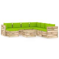 vidaXL 9-tlg. Garten-Lounge-Set mit Kissen Grün Imprägniertes Holz 