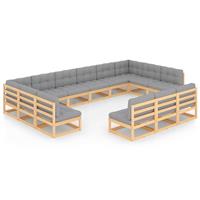 vidaXL 13-delige Loungeset met kussens massief grenenhout