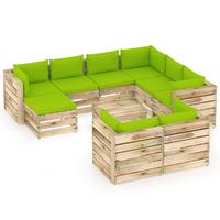 vidaXL 10-tlg. Garten-Lounge-Set mit Kissen Grün Imprägniertes Holz 