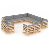 vidaXL 13-delige Loungeset met kussens massief grenenhout