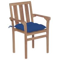 vidaXL Tuinstoelen 2 st met blauwe kussens massief teakhout