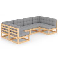 vidaXL 6-delige Loungeset met kussens massief grenenhout