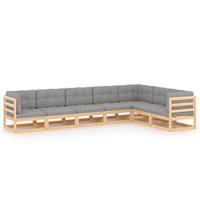 vidaXL 7-delige Loungeset met kussens massief grenenhout