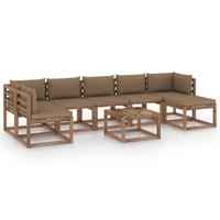 vidaXL 8-delige Loungeset met taupe kussens