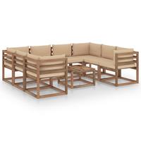 vidaXL 9-delige Loungeset met beige kussens