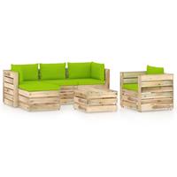 vidaXL 6-tlg. Garten-Lounge-Set mit Kissen Grün Imprägniertes Holz 