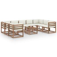 vidaXL 10-tlg. Garten-Lounge-Set mit Creme Kissen Braun