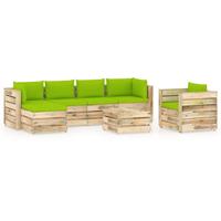 vidaXL 7-tlg. Garten-Lounge-Set mit Kissen Grün Imprägniertes Holz 