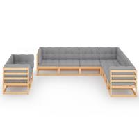 vidaXL 9-delige Loungeset met kussens massief grenenhout