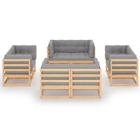 vidaXL 8-delige Loungeset met kussens massief grenenhout