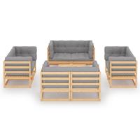 vidaXL 9-delige Loungeset met kussens massief grenenhout