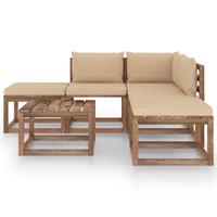 6-delige Loungeset Met Beige Kussens