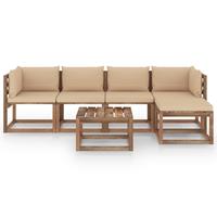 6-delige Loungeset Met Beige Kussens