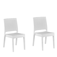 beliani Gartenstühle im 2er Set in Rattanoptik aus Kunststoff weiß Fossano - Weiß