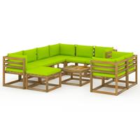 vidaXL 10-tlg. Garten-Lounge-Set mit Kissen Hellgrün Braun