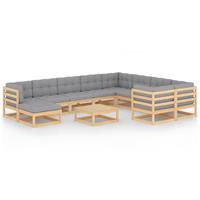 vidaXL 11-delige Loungeset met kussens massief grenenhout