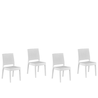 beliani Gartenstühle im 4er Set Weiß aus Kunststoff Rattanoptik Balkon / Terrasse / Gartenzubehör Outdoormöbel Modern - Weiß