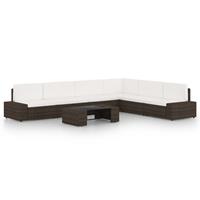 vidaXL 7-delige Loungeset met kussens poly rattan bruin