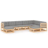 vidaXL 9-delige Loungeset met kussens massief grenenhout