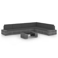 vidaXL 7-delige Loungeset met kussens poly rattan grijs