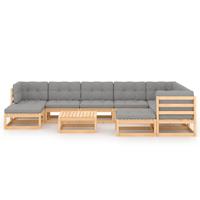 vidaXL 10-delige Loungeset met kussens massief grenenhout