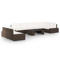 vidaXL 8-delige Loungeset met kussens poly rattan bruin