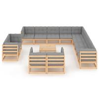 vidaXL 14-delige Loungeset met kussens massief grenenhout