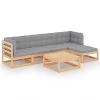 vidaXL 6-tlg. Garten-Lounge-Set mit Kissen Kiefer Massivholz Braun