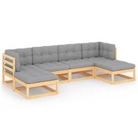 vidaXL 6-delige Loungeset met kussens massief grenenhout