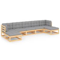 vidaXL 7-delige Loungeset met kussens massief grenenhout