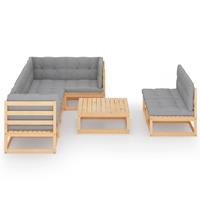 vidaXL 8-delige Loungeset met kussens massief grenenhout