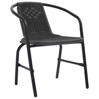 vidaXL Gartenstühle 2 Stk. Kunststoff Rattan-Optik und Stahl 110 kg Schwarz