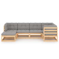 vidaXL 6-delige Loungeset met kussens massief grenenhout