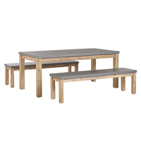 Beliani - Trendy Gartenmöbel Set Faserzement Akazienholz Tisch miit 2 Bänken grau Ostuni - Grau