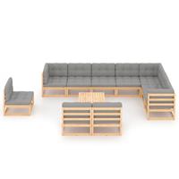 vidaXL 11-delige Loungeset met kussens massief grenenhout