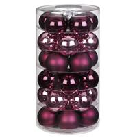 30x Berry Kiss Mix Glazen Kerstballen 6 Cm Glans En Mat - Kerstboomversiering Mix Roze/rood