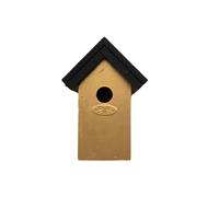 Houten Vogelhuisje/nestkastje 22 Cm - In Het Zwart/goud Maken - Dhz Schilderen Pakket - 2x Tubes Verf En Kwasten