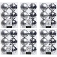 36x Zilveren Kunststof Kerstballen 8 Cm - Mat/glans - Onbreekbare Plastic Kerstballen - Kerstboomversiering Zilver