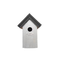 Houten Vogelhuisje/nestkastje 22 Cm - In Het Zwart/zilvergrijs Maken - Dhz Schilderen Pakket - 2x Tubes Verf En Kwasten