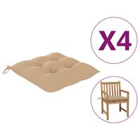 vidaxl Stuhlkissen 4 Stk. Beige 50x50x7 cm Stoff