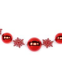 1x Rode Kerst Decoratie Slingers Met Kerstballen En Sneeuwvlokken 116 Cm - Kerstballen Raamslinger - Schouw Versiering