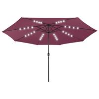 VIDAXL Sonnenschirm Mit Led-leuchten Und Metallmast 400 Cm Bordeauxrot