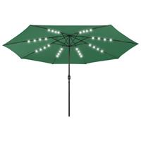 vidaxl Sonnenschirm mit LED-Leuchten und Metallmast 400 cm Grün